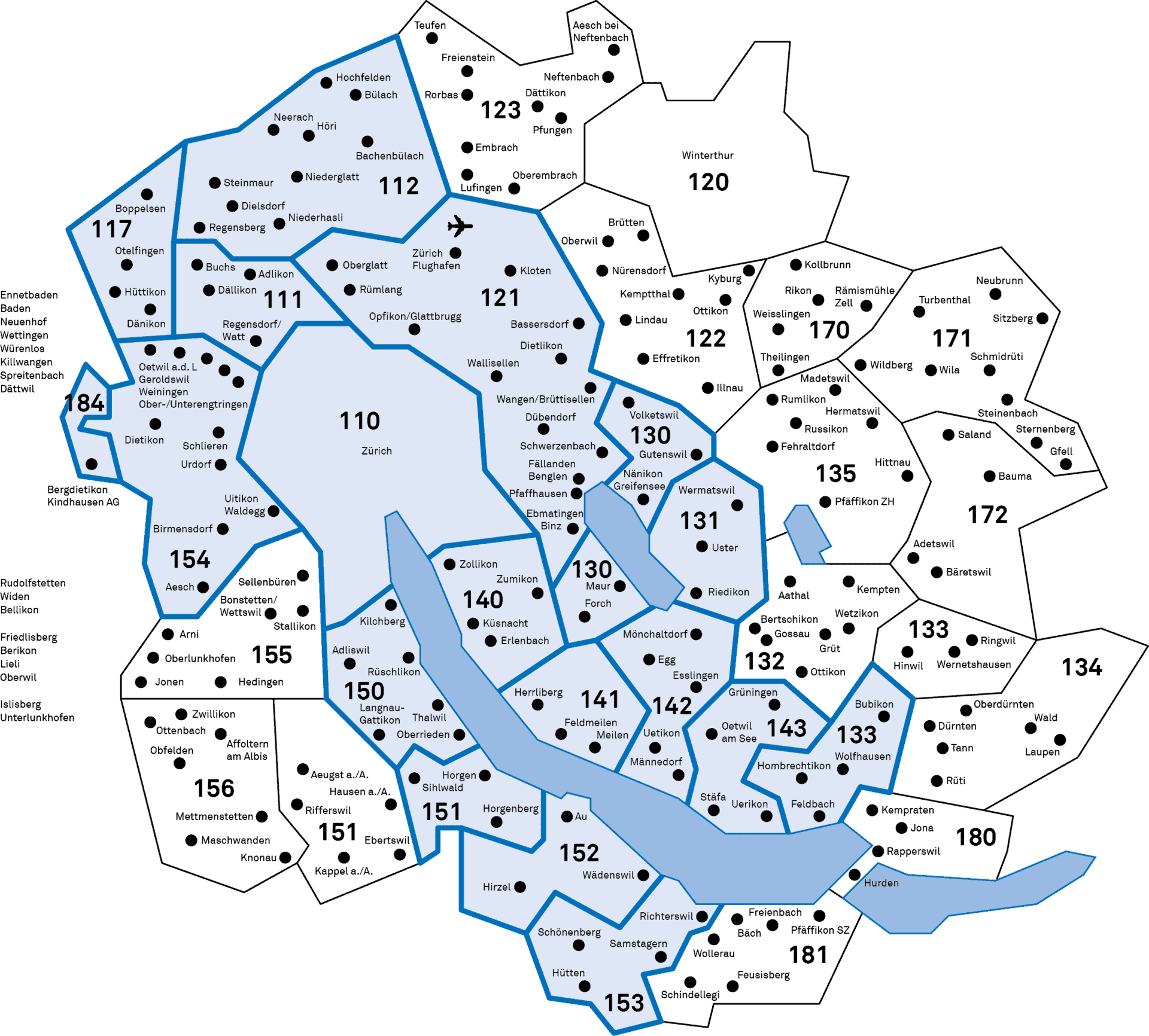 TIXI Zonenplan mit Mitglieder- und Fahrgebiet